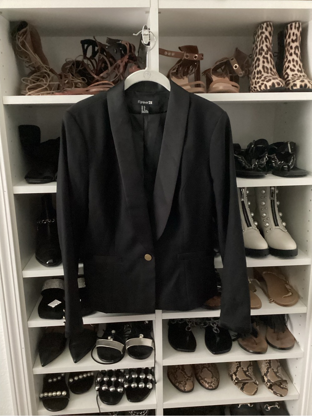 Forever 21 Black Satin-Trim Single-Button Blazer